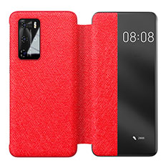 Coque Portefeuille Livre Cuir Etui Clapet T05 pour Huawei P40 Pro Rouge