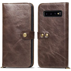 Coque Portefeuille Livre Cuir Etui Clapet T05 pour Samsung Galaxy S10 Plus Marron