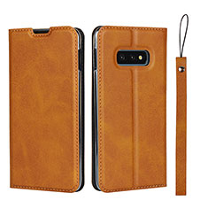 Coque Portefeuille Livre Cuir Etui Clapet T05 pour Samsung Galaxy S10e Orange