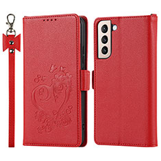 Coque Portefeuille Livre Cuir Etui Clapet T05D pour Samsung Galaxy S22 Plus 5G Rouge