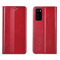 Coque Portefeuille Livre Cuir Etui Clapet T06 pour Huawei Honor V30 Pro 5G Rouge