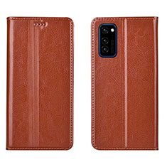 Coque Portefeuille Livre Cuir Etui Clapet T06 pour Huawei Honor View 30 5G Orange