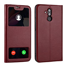 Coque Portefeuille Livre Cuir Etui Clapet T06 pour Huawei Mate 20 Lite Rouge