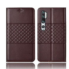 Coque Portefeuille Livre Cuir Etui Clapet T06 pour Xiaomi Mi Note 10 Marron