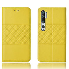 Coque Portefeuille Livre Cuir Etui Clapet T06 pour Xiaomi Mi Note 10 Pro Jaune