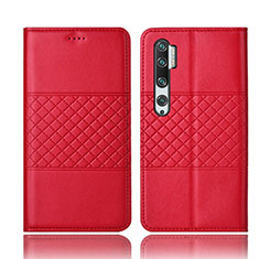 Coque Portefeuille Livre Cuir Etui Clapet T06 pour Xiaomi Mi Note 10 Rouge