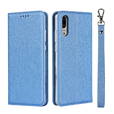 Coque Portefeuille Livre Cuir Etui Clapet T07 pour Huawei P20 Bleu