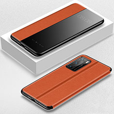 Coque Portefeuille Livre Cuir Etui Clapet T07 pour Huawei P40 Orange