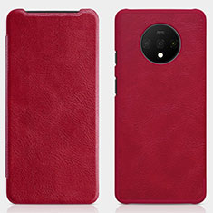 Coque Portefeuille Livre Cuir Etui Clapet T07 pour OnePlus 7T Rouge