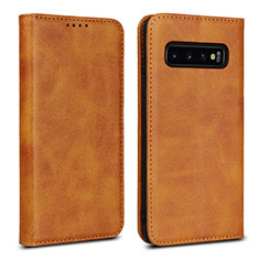 Coque Portefeuille Livre Cuir Etui Clapet T07 pour Samsung Galaxy S10 Orange