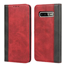 Coque Portefeuille Livre Cuir Etui Clapet T07 pour Samsung Galaxy S10 Plus Rouge