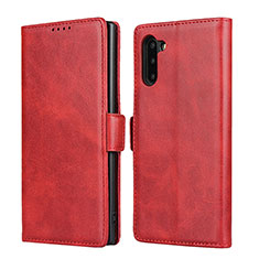 Coque Portefeuille Livre Cuir Etui Clapet T08 pour Samsung Galaxy Note 10 5G Rouge