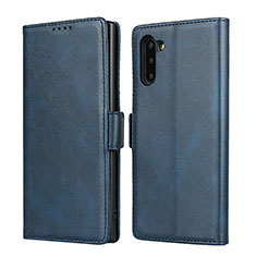 Coque Portefeuille Livre Cuir Etui Clapet T08 pour Samsung Galaxy Note 10 Bleu