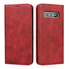 Coque Portefeuille Livre Cuir Etui Clapet T08 pour Samsung Galaxy S10 Plus Rouge