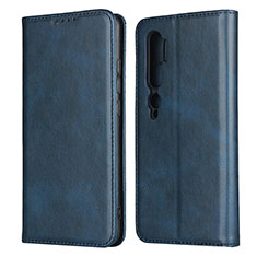 Coque Portefeuille Livre Cuir Etui Clapet T08 pour Xiaomi Mi Note 10 Bleu