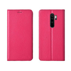 Coque Portefeuille Livre Cuir Etui Clapet T08 pour Xiaomi Redmi Note 8 Pro Rose Rouge