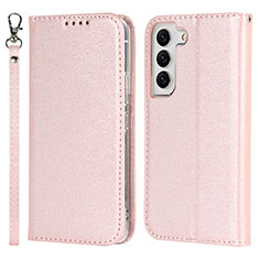Coque Portefeuille Livre Cuir Etui Clapet T08D pour Samsung Galaxy S21 FE 5G Or Rose