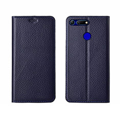 Coque Portefeuille Livre Cuir Etui Clapet T09 pour Huawei Honor V20 Bleu