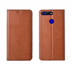 Coque Portefeuille Livre Cuir Etui Clapet T09 pour Huawei Honor V20 Orange