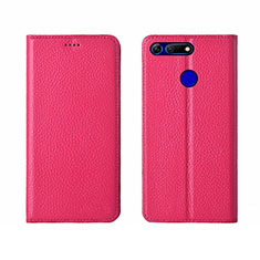 Coque Portefeuille Livre Cuir Etui Clapet T09 pour Huawei Honor V20 Rose Rouge