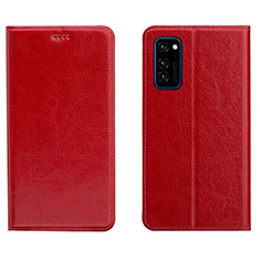 Coque Portefeuille Livre Cuir Etui Clapet T09 pour Huawei Honor V30 Pro 5G Rouge