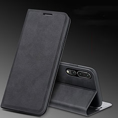 Coque Portefeuille Livre Cuir Etui Clapet T09 pour Huawei P20 Pro Noir