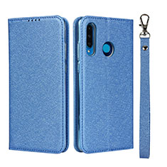Coque Portefeuille Livre Cuir Etui Clapet T09 pour Huawei P30 Lite Bleu