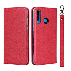 Coque Portefeuille Livre Cuir Etui Clapet T09 pour Huawei P30 Lite XL Rouge