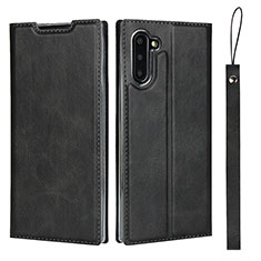 Coque Portefeuille Livre Cuir Etui Clapet T09 pour Samsung Galaxy Note 10 Noir