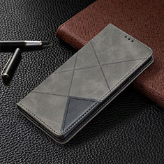 Coque Portefeuille Livre Cuir Etui Clapet T09 pour Samsung Galaxy Note 20 5G Gris