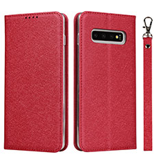 Coque Portefeuille Livre Cuir Etui Clapet T09 pour Samsung Galaxy S10 Plus Rouge