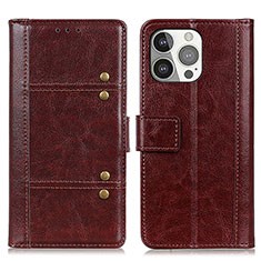 Coque Portefeuille Livre Cuir Etui Clapet T10 pour Apple iPhone 13 Pro Marron