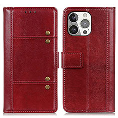 Coque Portefeuille Livre Cuir Etui Clapet T10 pour Apple iPhone 13 Pro Rouge