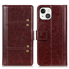 Coque Portefeuille Livre Cuir Etui Clapet T10 pour Apple iPhone 14 Marron