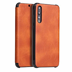 Coque Portefeuille Livre Cuir Etui Clapet T10 pour Huawei P20 Pro Orange