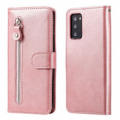 Coque Portefeuille Livre Cuir Etui Clapet T10 pour Samsung Galaxy Note 20 5G Or Rose