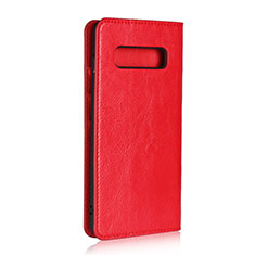 Coque Portefeuille Livre Cuir Etui Clapet T10 pour Samsung Galaxy S10 Plus Rouge