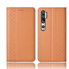 Coque Portefeuille Livre Cuir Etui Clapet T10 pour Xiaomi Mi Note 10 Orange