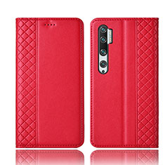 Coque Portefeuille Livre Cuir Etui Clapet T10 pour Xiaomi Mi Note 10 Pro Rouge