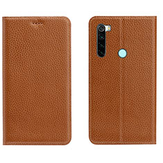 Coque Portefeuille Livre Cuir Etui Clapet T10 pour Xiaomi Redmi Note 8 (2021) Orange