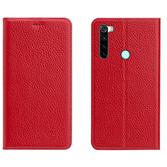 Coque Portefeuille Livre Cuir Etui Clapet T10 pour Xiaomi Redmi Note 8 (2021) Rouge