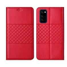 Coque Portefeuille Livre Cuir Etui Clapet T11 pour Huawei Honor V30 Pro 5G Rouge