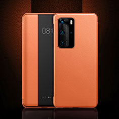 Coque Portefeuille Livre Cuir Etui Clapet T11 pour Huawei P40 Pro Orange