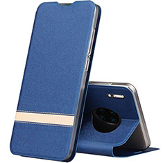 Coque Portefeuille Livre Cuir Etui Clapet T12 pour Huawei Mate 30E Pro 5G Bleu