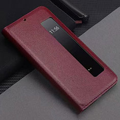 Coque Portefeuille Livre Cuir Etui Clapet T12 pour Huawei P20 Pro Vin Rouge
