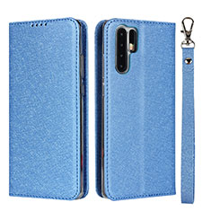 Coque Portefeuille Livre Cuir Etui Clapet T12 pour Huawei P30 Pro Bleu