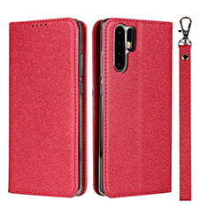 Coque Portefeuille Livre Cuir Etui Clapet T12 pour Huawei P30 Pro New Edition Rouge