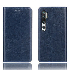 Coque Portefeuille Livre Cuir Etui Clapet T12 pour Xiaomi Mi Note 10 Bleu