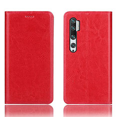 Coque Portefeuille Livre Cuir Etui Clapet T12 pour Xiaomi Mi Note 10 Pro Rouge