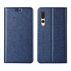 Coque Portefeuille Livre Cuir Etui Clapet T14 pour Huawei P20 Pro Bleu